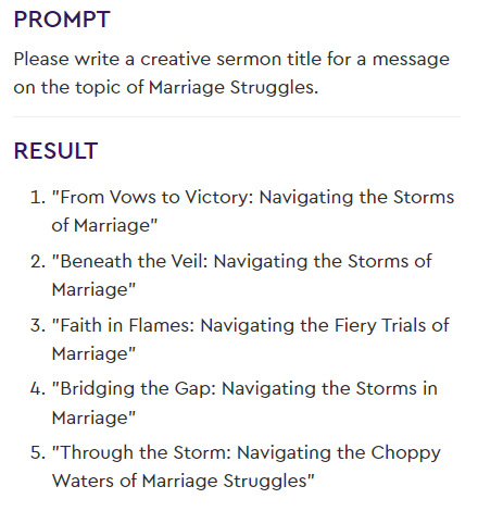 Creative Sermon Titles Example